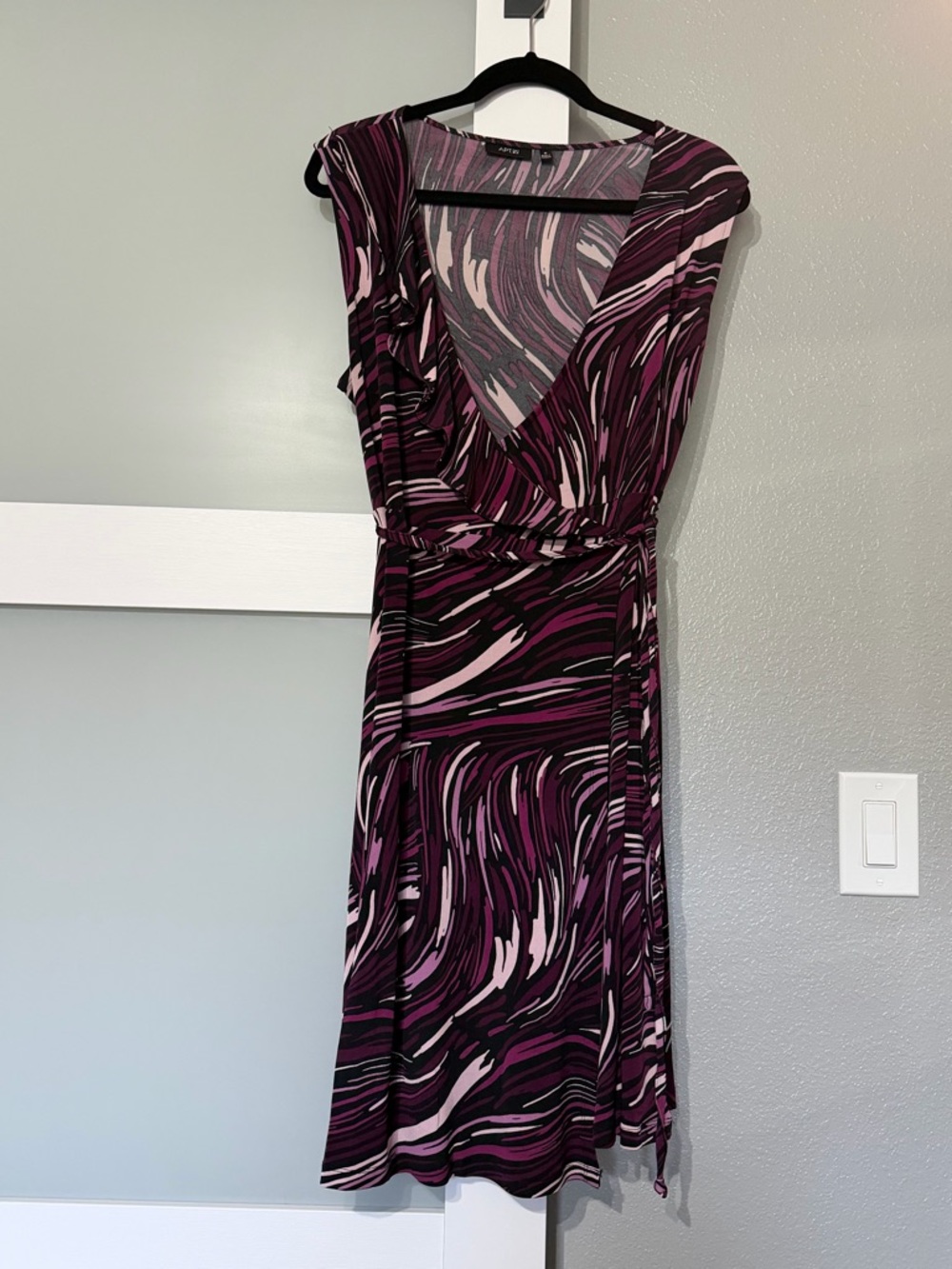 Apt. 9 Plum and Pink Swirl Midi Wrap Dress